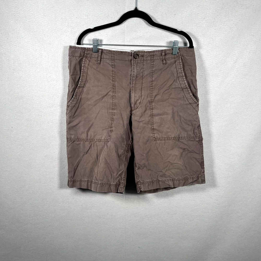 Banana‎ Republic Chino Shorts Mens 34 Brown Ripstop Slash Pockets Outdoor Hiking
